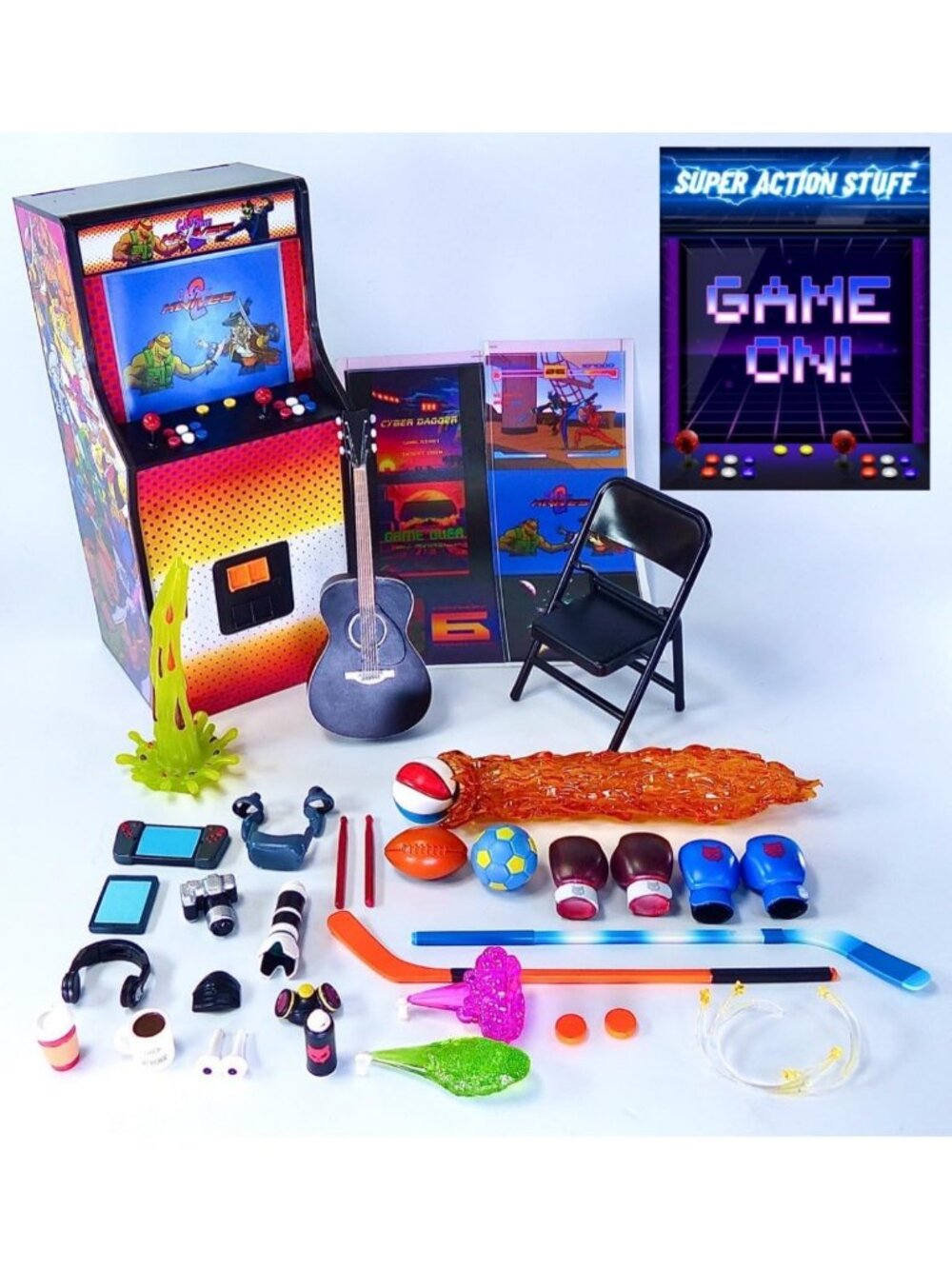 LED Light-Up 1/12 Scale Action Figure Accessories Set - Cats with Knives Game